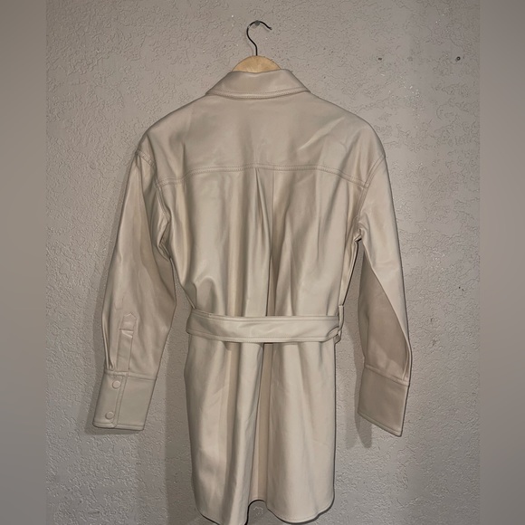 Zara | Faux Leather Cream Belted Button Down Shacket Size: Small - Picture 5 of 5